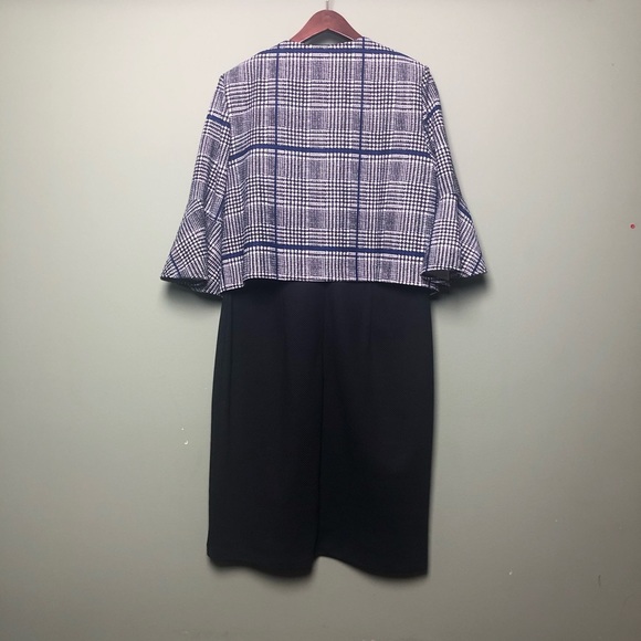 Dress and Jacket Two Piece Set Blue and Plaid - Picture 5 of 8